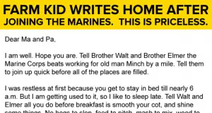 Kid Writes A Letter Home After Joining The Marines.